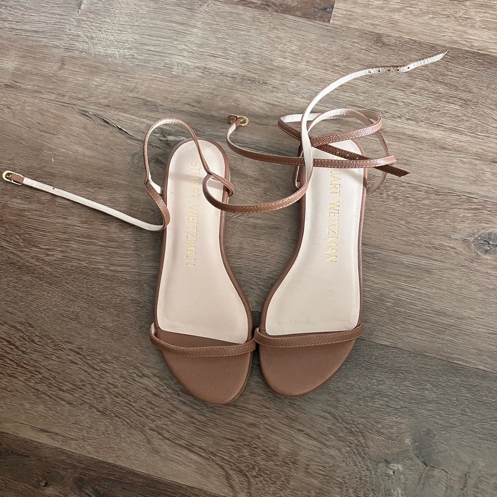 Stuart Weitzman Ankle Wrap flat Sandal size 5.5